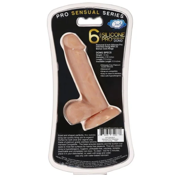 Cloud 9 Pro Sensual Premium Silicone 6 Inch Suction Cup Dildo - Caramel