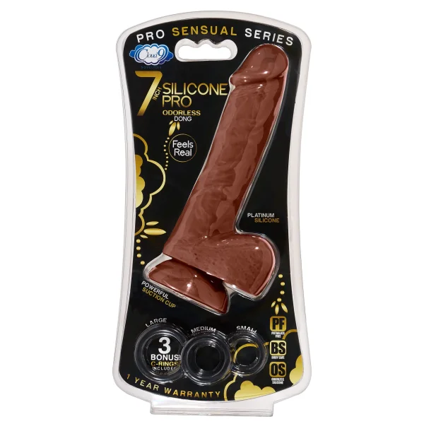 Cloud 9 Pro Sensual Premium Silicone 7 Inch Suction Cup Dildo - Chocolate