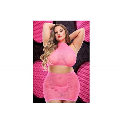 Lapdance LC70 Jacquard Crop Top and Skirt Set Queen