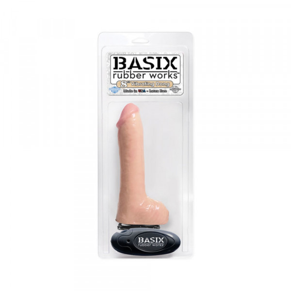 Basix Rubber Works - 8in. Vibrating Dong Flesh