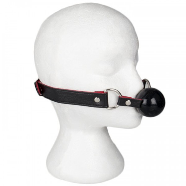 Bondara Black Faux Leather Red Suede Silicone Ball Gag — image 4 of 4