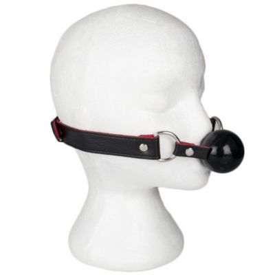 Bondara Black Faux Leather Red Suede Silicone Ball Gag