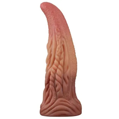 Nature Cock 10 Inch Dual Layered Platinum Silicone Tongue Dildo