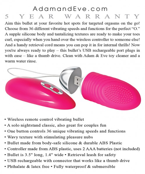 Adam & Eve Turn Me On Rechargeable Love Bullet