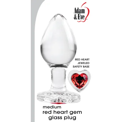 Red Heart Gem Glass Plug Medium