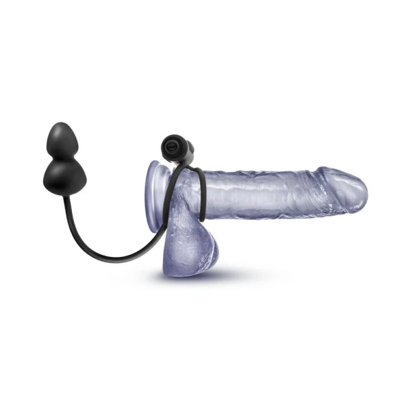 Blush Anal Adventures Platinum Silicone Anal Plug With Vibrating C Ring - Black