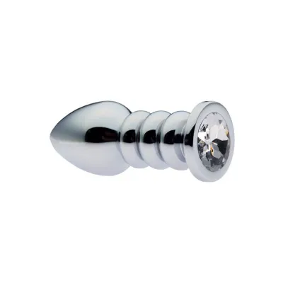 Kinki Ribbed Gemmed Butt Plug Clear Large