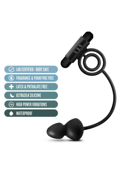 Anal Adventures Platinum Plug With Vibrating Cock Ring