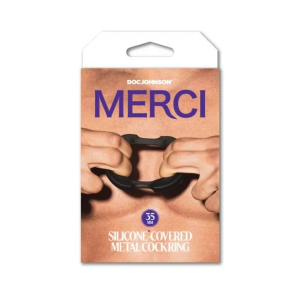 Cock Rings: Merci Silicone Covered Metal Cock Ring 35mm Black