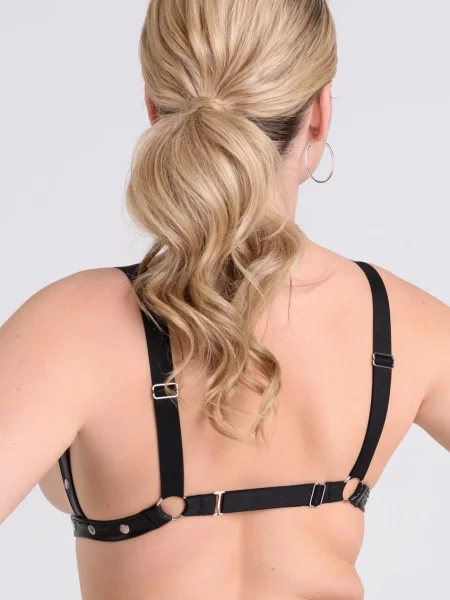Lovehoney Fierce Black Wet Look Studded Harness Bra