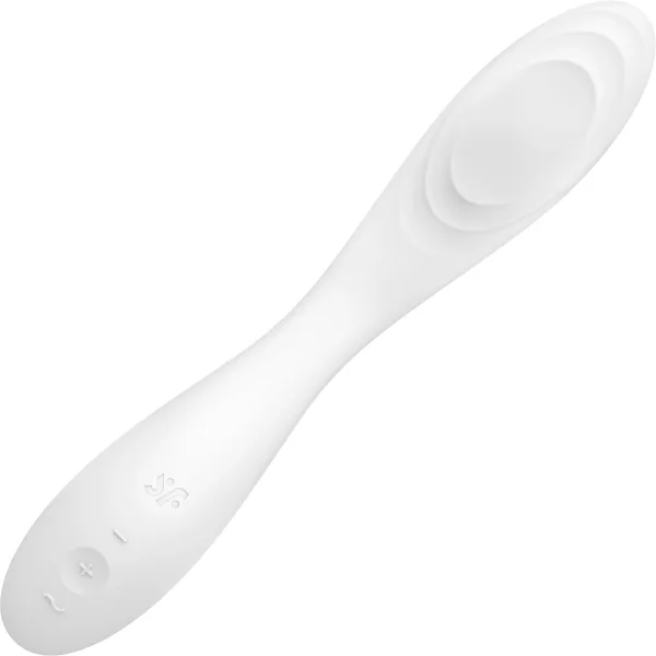 Satisfyer Rrrolling Pleasure Silicone Rechargeable Waterproof 12-Function G-Spot Vibrator - White