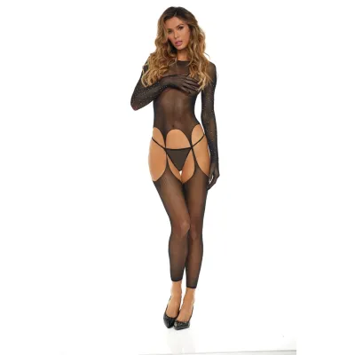 Bring It Over Bodystocking One Size Black
