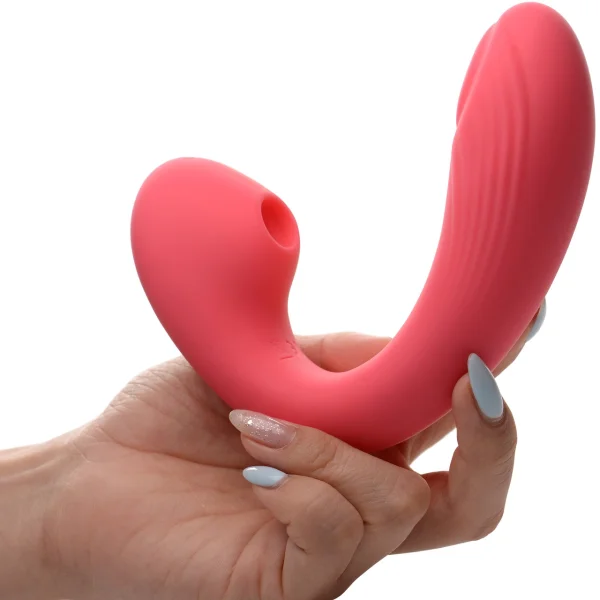 Shegasm Joy-Pulse Flexible Silicone G-Spot Pulsing Vibrator & Pressure Wave Clitoral Stimulator - Pink