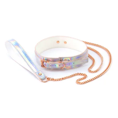 Cosmo Bondage Collar and Leash Rainbow