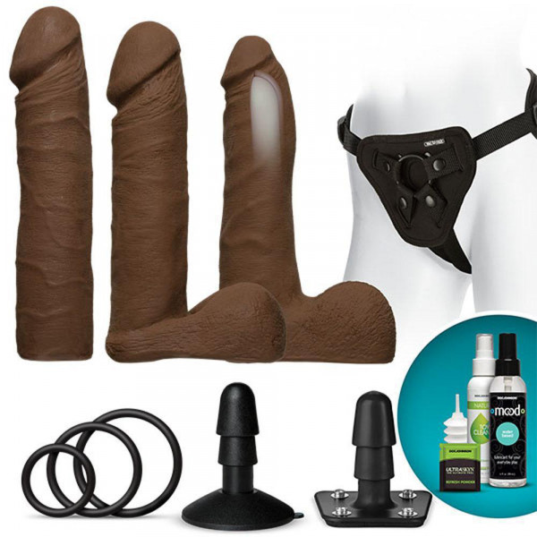Vac-U-Lock - Dual Density Ultraskyn Set with 3 Chocolate Dongs