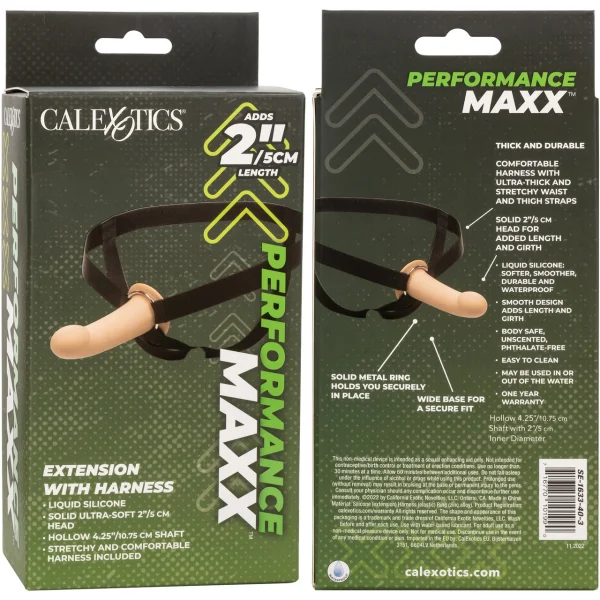 Performance Maxx Silicone 6.25" Hollow Penis Extension With Harness By CalExotics - Vanilla