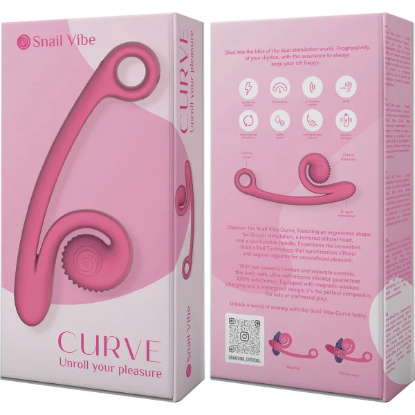 Snail Vibe Curve Silicone Rechargeable Waterproof Dual Stimulation Vibrator - Pink