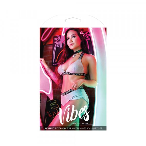 Vibes Resting Bitch Face Bralette/panty Gry M/l