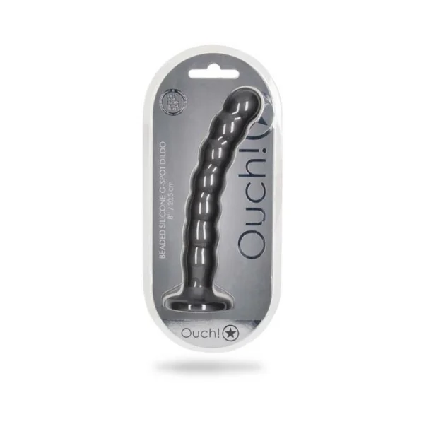 Realistic Dildos: Shots Ouch! Beaded Silicone 8 In. G-spot Dildo Gunmetal