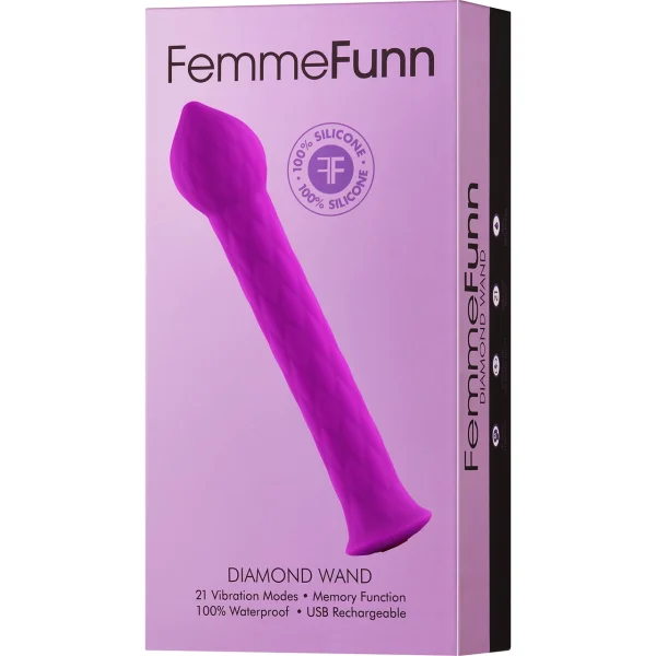Diamond Wand Rechargeable Silicone Wand Style Vibrator By FemmeFunn - Purple