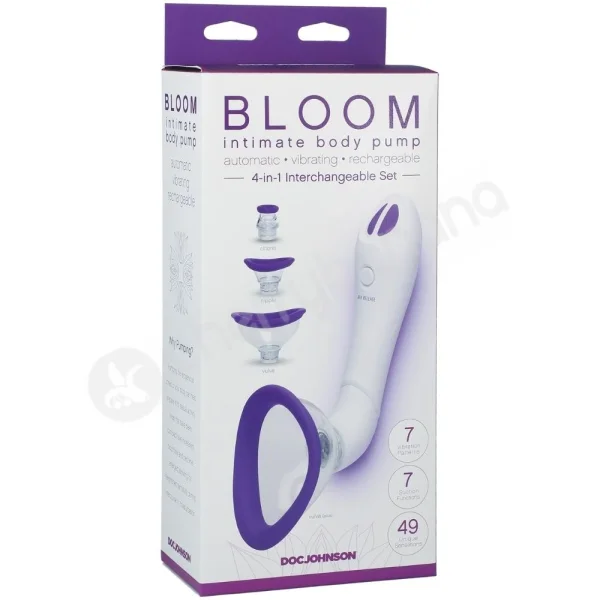 Doc Johnson Bloom Purple Automatic & Vibrating Blue Clit, Vulva, Nipple Pump
