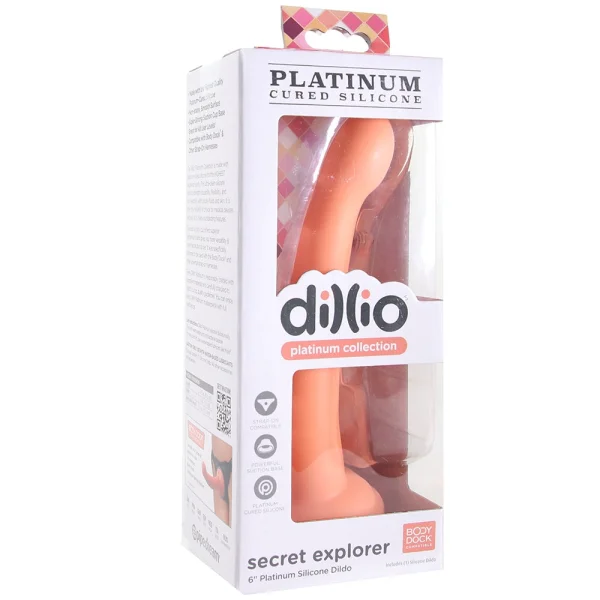 Dillio Platinum Secret Explorer Silicone 6" Suction Cup Dildo - Peach