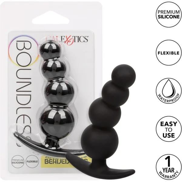 Boundless Beaded Plug Silicone Butt Plug By CalExotics - Black — image 8 of 15