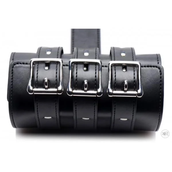 Arm Binder Biceps & Forearm Restraints Black Leather