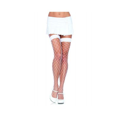 Fence Net Thigh High Stockings O S White