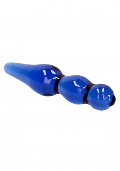Lollypop Double-Ended Blue Glass Dildo by Chrystalino