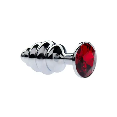 Kink Range Alloy Gemmed Butt Plug 2 9 Inch Red Small