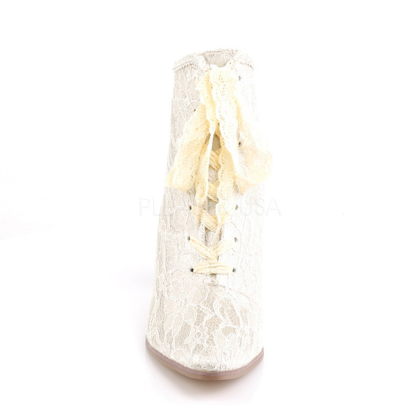 2 3/4 inches Flaired Heel Lace Up Ankle Bootie w/Lace Overlay — image 6 of 8