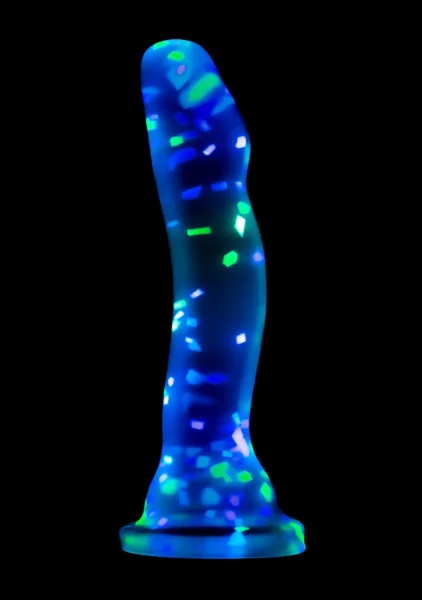 Neo Elite Hanky Panky Glow In The Dark 7.75" Silicone Suction Cup Dildo by Blush - Confetti