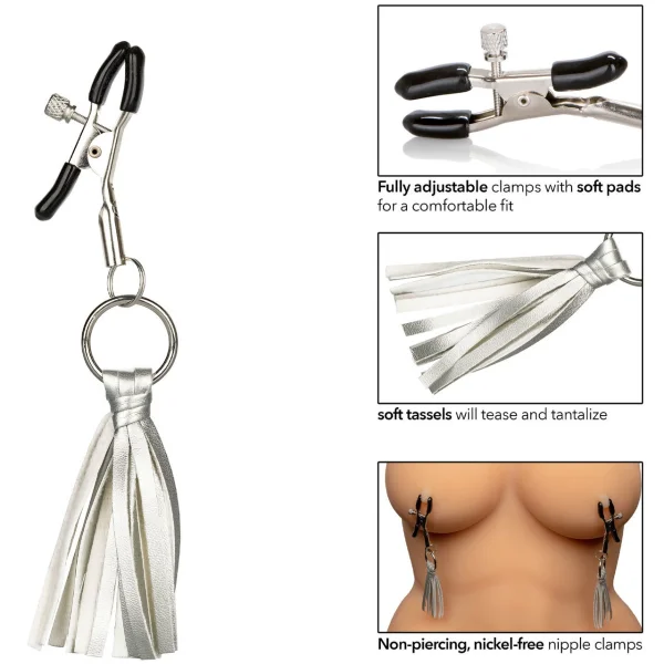 Nipple Play Playful Tassels Nipple Clamps By CalExotics - Silver
