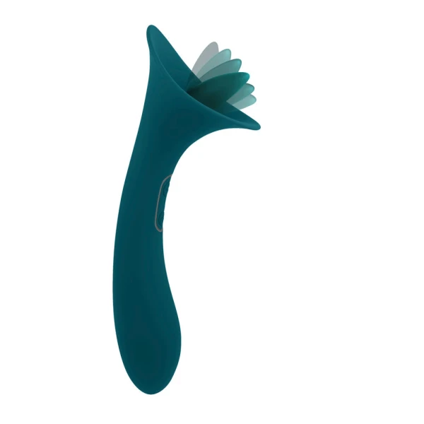 Playboy Pleasure True Indulgence Rechargeable Silicone Double Ended Tongue Stroking Vibrator - Teal