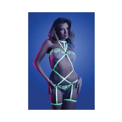 Women s Lingerie Fantasy Lingerie Glow Night Vision Glow in the dark Lace Strappy Teddy White M l