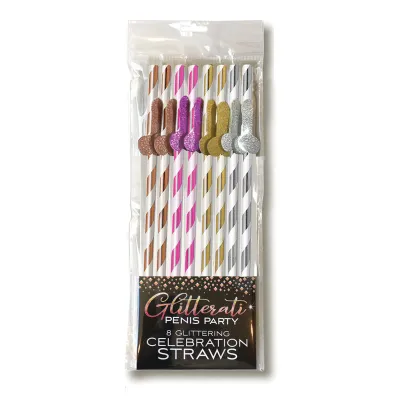 Glitterati Tall Straws Coloured Party Straws 8 Pack