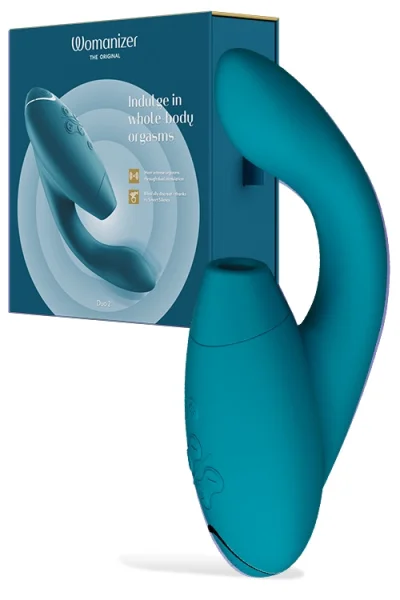 Womanizer Duo 2 - 8" Rabbit Vibrator with Pleasure Air Clitoral Suction, Afterglow & Smart Silence