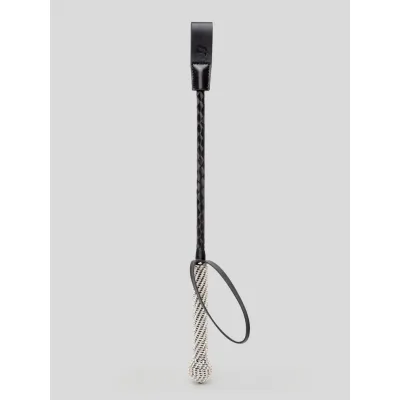 Diamante Handle Faux Leather Riding Crop