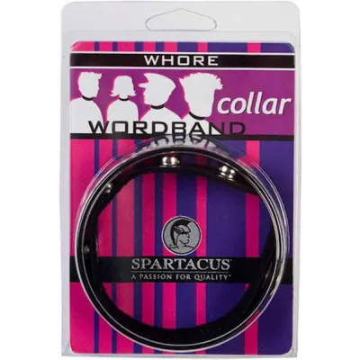 Wordband Collar Whore Black Leather