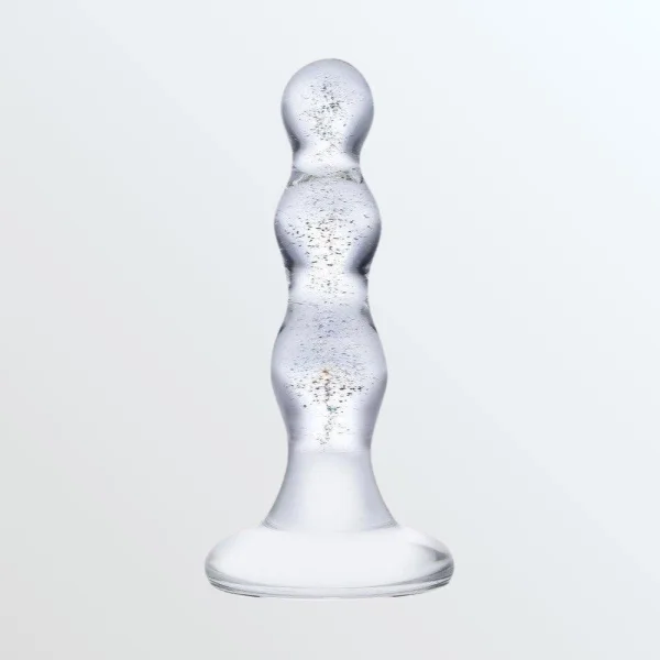 Triple Play 4" Beaded Glass Butt Plug Dildo