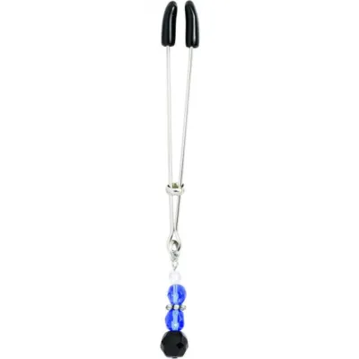 Beaded Clit Clamp With Tweezer Tip Blue