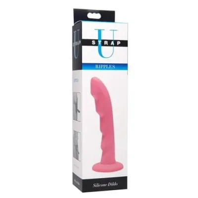 Ripples Silicone Dildo Strap on Compatible Pink