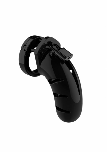 Model 03 - Chastity - 4.5" - Cock Cage - Black - Vibrating Cock Ring