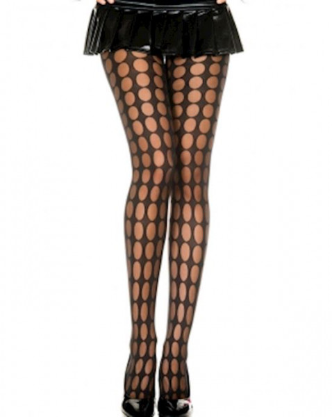 Black Sheer Pantyhose With Pothole Pattern - Black - One Size