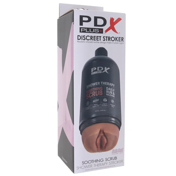 PDX Plus Shower Therapy Soothing Scrub Discreet Penis Stroker By Pipedream - Caramel