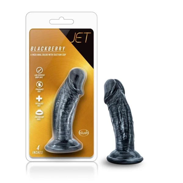 Jet - Blackberry - 4 Inch Dildo - Carbon Metallic Black