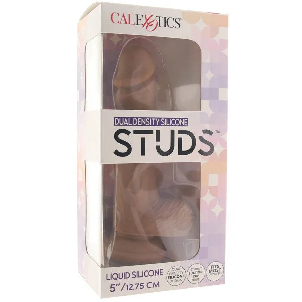 Silicone Studs Realistic 5" Suction Cup Dildo - Caramel