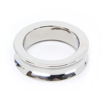 Love In Leather 55mm Stainless Steel Concave Cock Ring