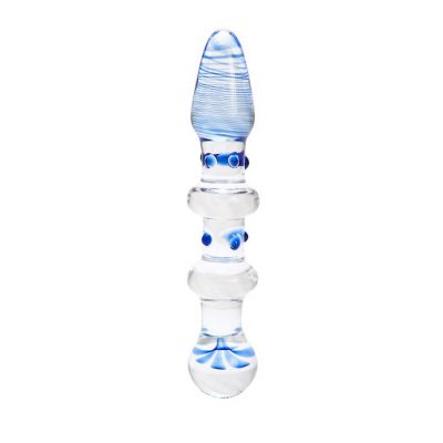 Rippling Glass Dildo Blue One Size